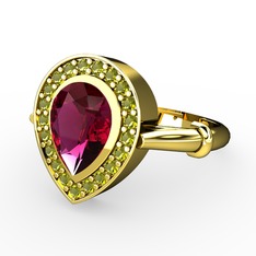 Esinti Yüzük - Rodolit garnet ve peridot 14 ayar altın yüzük #z0v4wz