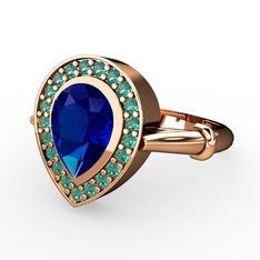 Esinti Yüzük - Lab safir ve yeşil kuvars 18 ayar rose altın yüzük #zb9jzv