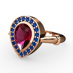 Esinti Yüzük - Rodolit garnet ve lab safir 925 ayar rose altın kaplama gümüş yüzük #zjb3jx