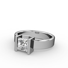 Pyros Tektaş Yüzük - Beyaz zirkon 925 ayar gümüş yüzük #d2uga1