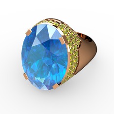 Melissa Yüzük - Akuamarin ve peridot 925 ayar rose altın kaplama gümüş yüzük #100iom5