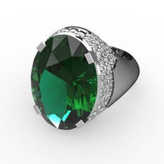 Yeşil kuvars ve swarovski 8 ayar beyaz altın yüzük