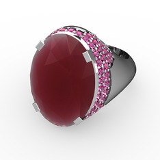 Kök yakut ve rodolit garnet 925 ayar gümüş yüzük