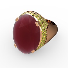 Melissa Yüzük - Kök yakut ve peridot 14 ayar rose altın yüzük #122d2pn