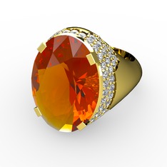 Melissa Yüzük - Sitrin ve swarovski 925 ayar altın kaplama gümüş yüzük #122uind