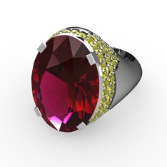 Melissa Yüzük - Rodolit garnet ve peridot 8 ayar beyaz altın yüzük #12dr6pd