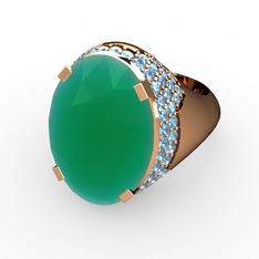 Melissa Yüzük - Kök zümrüt ve akuamarin 14 ayar rose altın yüzük #12ge7wr