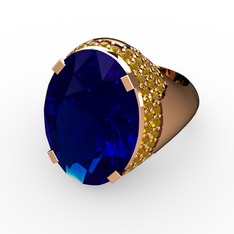 Melissa Yüzük - Lab safir ve sitrin 18 ayar rose altın yüzük #12hcm7j