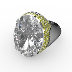 Melissa Yüzük - Swarovski ve peridot 8 ayar beyaz altın yüzük #12t7sto