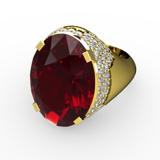 Melissa Yüzük - Garnet ve swarovski 925 ayar altın kaplama gümüş yüzük #12tavv2