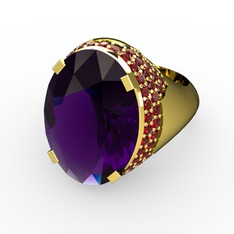 Ametist ve garnet 14 ayar altın yüzük