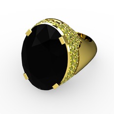 Siyah zirkon ve peridot 8 ayar altın yüzük