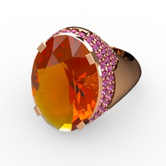 Melissa Yüzük - Sitrin ve rodolit garnet 18 ayar rose altın yüzük #14476hr