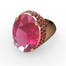 Pembe kuvars ve garnet 925 ayar rose altın kaplama gümüş yüzük