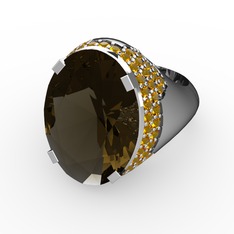 Melissa Yüzük - Dumanlı kuvars ve sitrin 925 ayar gümüş yüzük #15z6cyq