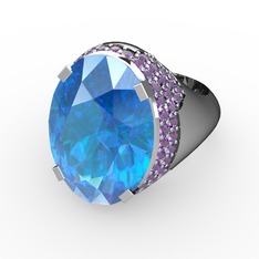 Melissa Yüzük - Akuamarin ve ametist 925 ayar gümüş yüzük #16v0umu
