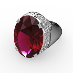Melissa Yüzük - Rodolit garnet ve swarovski 18 ayar beyaz altın yüzük #16xvs65