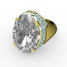 Melissa Yüzük - Swarovski ve akuamarin 8 ayar altın yüzük #179cylo