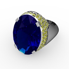 Melissa Yüzük - Lab safir ve peridot 18 ayar beyaz altın yüzük #17dng1b