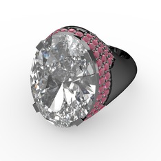 Melissa Yüzük - Swarovski ve kök yakut 925 ayar siyah rodyum kaplama gümüş yüzük #183qkzo