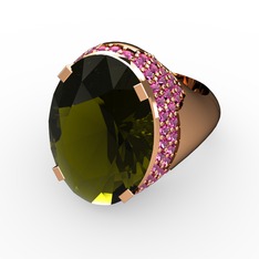 Melissa Yüzük - Peridot ve rodolit garnet 925 ayar rose altın kaplama gümüş yüzük #18loqco