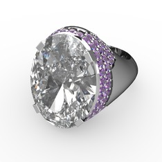 Melissa Yüzük - Beyaz zirkon ve ametist 925 ayar gümüş yüzük #195t0gn