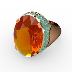 Melissa Yüzük - Sitrin ve kök zümrüt 18 ayar rose altın yüzük #1a2074k