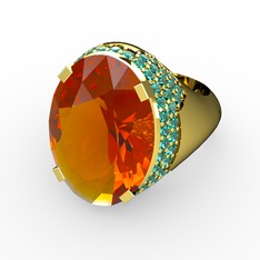 Melissa Yüzük - Sitrin ve yeşil kuvars 18 ayar altın yüzük #1bshtki