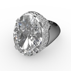 Swarovski ve pırlanta 8 ayar beyaz altın yüzük (0.913 karat)