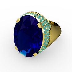 Melissa Yüzük - Lab safir ve kök zümrüt 925 ayar altın kaplama gümüş yüzük #1cikxxo