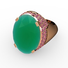 Melissa Yüzük - Kök zümrüt ve kök yakut 18 ayar rose altın yüzük #1d0mkh7