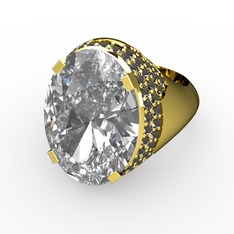 Swarovski ve dumanlı kuvars 18 ayar altın yüzük