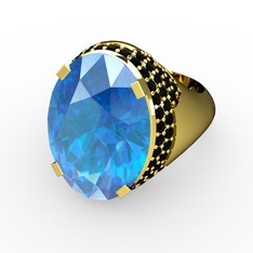 Melissa Yüzük - Akuamarin ve siyah zirkon 8 ayar altın yüzük #1esgh0d