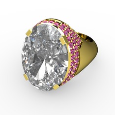 Melissa Yüzük - Beyaz zirkon ve rodolit garnet 14 ayar altın yüzük #1flr5m5