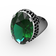 Melissa Yüzük - Yeşil kuvars ve siyah zirkon 925 ayar gümüş yüzük #1gfgl78