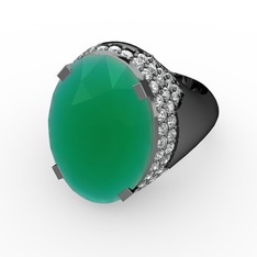 Melissa Yüzük - Kök zümrüt ve swarovski 925 ayar siyah rodyum kaplama gümüş yüzük #1hvhph5