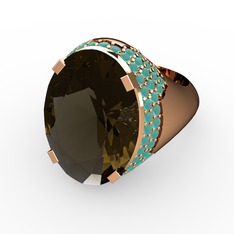 Melissa Yüzük - Dumanlı kuvars ve kök zümrüt 18 ayar rose altın yüzük #1if8e1j