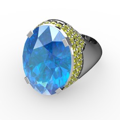 Melissa Yüzük - Akuamarin ve peridot 14 ayar beyaz altın yüzük #1ja2tip