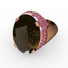 Melissa Yüzük - Dumanlı kuvars ve rodolit garnet 925 ayar rose altın kaplama gümüş yüzük #1js4qtp