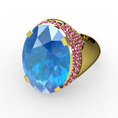 Melissa Yüzük - Akuamarin ve rodolit garnet 925 ayar altın kaplama gümüş yüzük #1jvuyr6