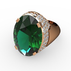 Melissa Yüzük - Yeşil kuvars ve pırlanta 14 ayar rose altın yüzük (0.913 karat) #1jza5fv