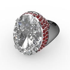 Melissa Yüzük - Beyaz zirkon ve garnet 8 ayar beyaz altın yüzük #1k2vdi3