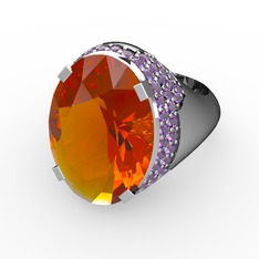 Melissa Yüzük - Sitrin ve ametist 14 ayar beyaz altın yüzük #1k3mi8g