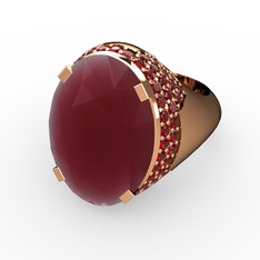 Kök yakut ve garnet 14 ayar rose altın yüzük
