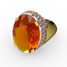 Melissa Yüzük - Sitrin ve ametist 8 ayar altın yüzük #1kzbgsp