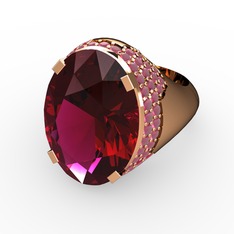 Rodolit garnet ve kök yakut 18 ayar rose altın yüzük