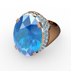 Melissa Yüzük - Akuamarin 14 ayar rose altın yüzük #1nplg8h