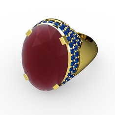 Melissa Yüzük - Kök yakut ve lab safir 18 ayar altın yüzük #1pt7133