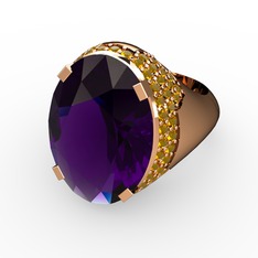 Melissa Yüzük - Ametist ve sitrin 8 ayar rose altın yüzük #1ptmkf5