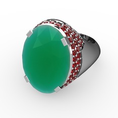 Melissa Yüzük - Kök zümrüt ve garnet 14 ayar beyaz altın yüzük #1pzfvfz